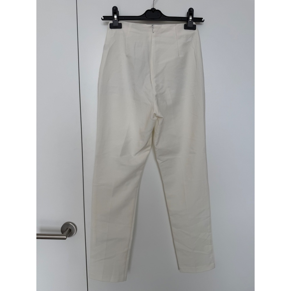 Missguided Cream Tailored Straight Leg Trousers US 2 Ivory Minimalist - Picture 6 of 9
